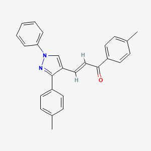 molecular formula C26H22N2O B11125512 (2E)-1-(4-methylphenyl)-3-[3-(4-methylphenyl)-1-phenyl-1H-pyrazol-4-yl]prop-2-en-1-one 