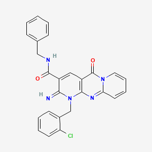 N-benzyl-7-[(2-chlorophenyl)methyl]-6-imino-2-oxo-1,7,9-triazatricyclo[8.4.0.0^{3,8}]tetradeca-3(8),4,9,11,13-pentaene-5-carboxamide