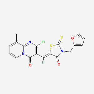 molecular formula C18H12ClN3O3S2 B11125538 2-chloro-3-{(Z)-[3-(2-furylmethyl)-4-oxo-2-thioxo-1,3-thiazolidin-5-ylidene]methyl}-9-methyl-4H-pyrido[1,2-a]pyrimidin-4-one CAS No. 469879-41-2