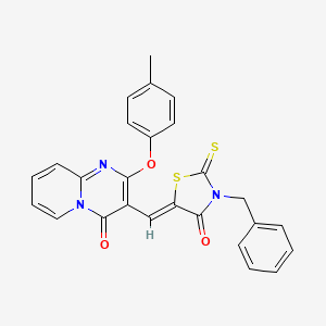 molecular formula C26H19N3O3S2 B11125552 3-[(Z)-(3-benzyl-4-oxo-2-thioxo-1,3-thiazolidin-5-ylidene)methyl]-2-(4-methylphenoxy)-4H-pyrido[1,2-a]pyrimidin-4-one 