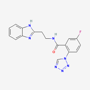 molecular formula C17H14FN7O B11125606 N-[2-(1H-1,3-benzimidazol-2-yl)ethyl]-5-fluoro-2-(1H-1,2,3,4-tetraazol-1-yl)benzamide 