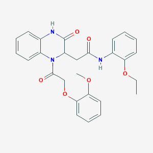 molecular formula C27H27N3O6 B11125642 N-(2-ethoxyphenyl)-2-{1-[(2-methoxyphenoxy)acetyl]-3-oxo-1,2,3,4-tetrahydroquinoxalin-2-yl}acetamide 