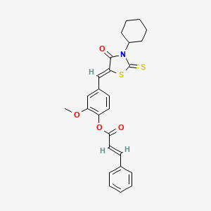 4-[(Z)-(3-cyclohexyl-4-oxo-2-thioxo-1,3-thiazolidin-5-ylidene)methyl]-2-methoxyphenyl (2E)-3-phenylprop-2-enoate