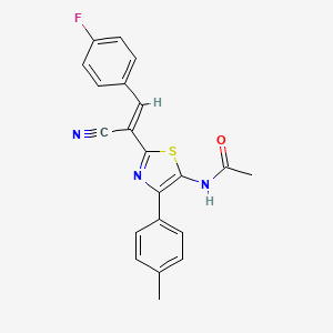 N-{2-[(E)-1-cyano-2-(4-fluorophenyl)ethenyl]-4-(4-methylphenyl)-1,3-thiazol-5-yl}acetamide