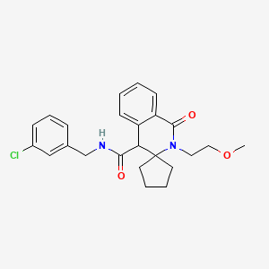 molecular formula C24H27ClN2O3 B11125769 N-(3-chlorobenzyl)-2'-(2-methoxyethyl)-1'-oxo-1',4'-dihydro-2'H-spiro[cyclopentane-1,3'-isoquinoline]-4'-carboxamide 