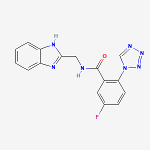 molecular formula C16H12FN7O B11125776 N-(1H-benzimidazol-2-ylmethyl)-5-fluoro-2-(1H-tetrazol-1-yl)benzamide 