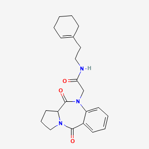 molecular formula C22H27N3O3 B11125789 N-[2-(cyclohex-1-en-1-yl)ethyl]-2-(5,11-dioxo-2,3,11,11a-tetrahydro-1H-pyrrolo[2,1-c][1,4]benzodiazepin-10(5H)-yl)acetamide 