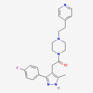 molecular formula C23H26FN5O B11125818 2-[5-(4-fluorophenyl)-3-methyl-1H-pyrazol-4-yl]-1-{4-[2-(pyridin-4-yl)ethyl]piperazin-1-yl}ethanone 