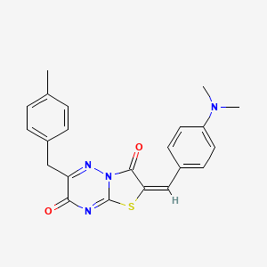 molecular formula C22H20N4O2S B11125824 (2E)-2-[4-(dimethylamino)benzylidene]-6-(4-methylbenzyl)-7H-[1,3]thiazolo[3,2-b][1,2,4]triazine-3,7(2H)-dione 