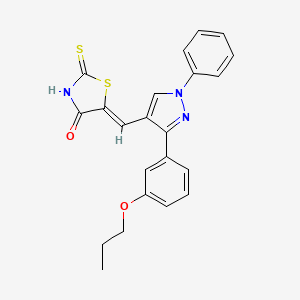 molecular formula C22H19N3O2S2 B11125848 (5Z)-5-{[1-phenyl-3-(3-propoxyphenyl)-1H-pyrazol-4-yl]methylidene}-2-thioxo-1,3-thiazolidin-4-one 