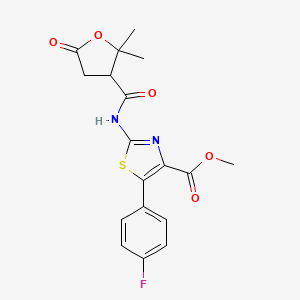 molecular formula C18H17FN2O5S B11125853 Methyl 2-{[(2,2-dimethyl-5-oxotetrahydro-3-furanyl)carbonyl]amino}-5-(4-fluorophenyl)-1,3-thiazole-4-carboxylate 