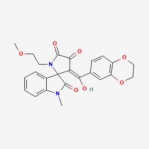 molecular formula C24H22N2O7 B11125861 3'-(2,3-dihydro-1,4-benzodioxin-6-ylcarbonyl)-4'-hydroxy-1'-(2-methoxyethyl)-1-methylspiro[indole-3,2'-pyrrole]-2,5'(1H,1'H)-dione 