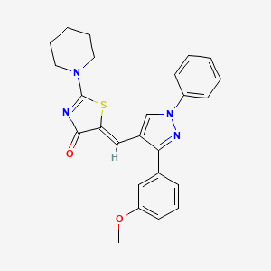 5-{(Z)-1-[3-(3-methoxyphenyl)-1-phenyl-1H-pyrazol-4-yl]methylidene}-2-piperidino-1,3-thiazol-4-one