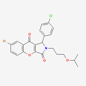 molecular formula C23H21BrClNO4 B11125906 7-Bromo-1-(4-chlorophenyl)-2-[3-(propan-2-yloxy)propyl]-1,2-dihydrochromeno[2,3-c]pyrrole-3,9-dione 