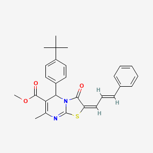 methyl 5-[4-(tert-butyl)phenyl]-7-methyl-3-oxo-2-[(E,2E)-3-phenyl-2-propenylidene]-2,3-dihydro-5H-[1,3]thiazolo[3,2-a]pyrimidine-6-carboxylate