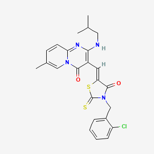 molecular formula C24H23ClN4O2S2 B11125955 3-{(Z)-[3-(2-chlorobenzyl)-4-oxo-2-thioxo-1,3-thiazolidin-5-ylidene]methyl}-7-methyl-2-[(2-methylpropyl)amino]-4H-pyrido[1,2-a]pyrimidin-4-one 