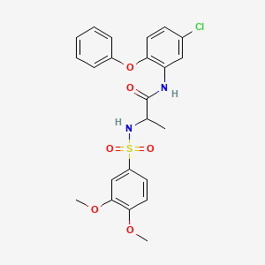 molecular formula C23H23ClN2O6S B11125958 N-(5-chloro-2-phenoxyphenyl)-N~2~-[(3,4-dimethoxyphenyl)sulfonyl]alaninamide 