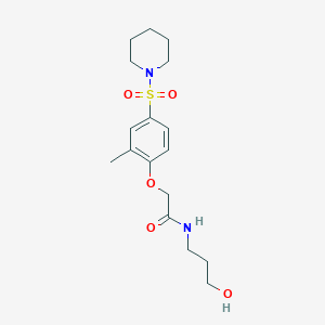 molecular formula C17H26N2O5S B11125964 N-(3-Hydroxypropyl)-2-[2-methyl-4-(piperidine-1-sulfonyl)phenoxy]acetamide 