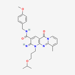 6-imino-N-[(4-methoxyphenyl)methyl]-11-methyl-2-oxo-7-(3-propan-2-yloxypropyl)-1,7,9-triazatricyclo[8.4.0.03,8]tetradeca-3(8),4,9,11,13-pentaene-5-carboxamide