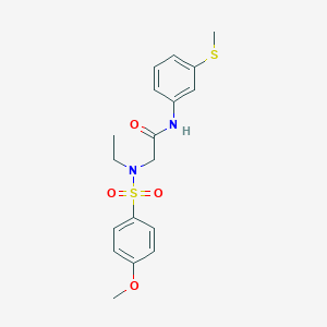 molecular formula C18H22N2O4S2 B11125972 N~2~-ethyl-N~2~-[(4-methoxyphenyl)sulfonyl]-N-[3-(methylsulfanyl)phenyl]glycinamide 