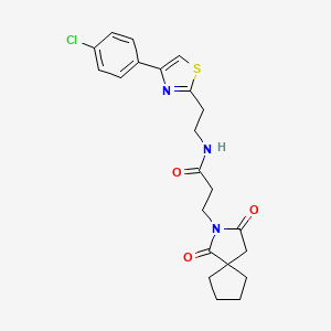 molecular formula C22H24ClN3O3S B11125991 N-{2-[4-(4-chlorophenyl)-1,3-thiazol-2-yl]ethyl}-3-(1,3-dioxo-2-azaspiro[4.4]non-2-yl)propanamide 