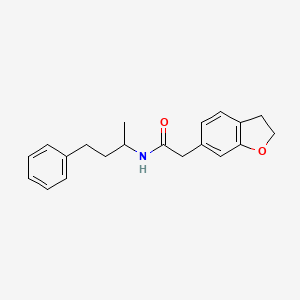 molecular formula C20H23NO2 B11125995 2-(2,3-dihydro-1-benzofuran-6-yl)-N-(4-phenylbutan-2-yl)acetamide 