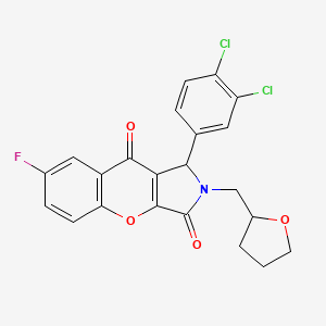 molecular formula C22H16Cl2FNO4 B11126020 1-(3,4-Dichlorophenyl)-7-fluoro-2-(tetrahydrofuran-2-ylmethyl)-1,2-dihydrochromeno[2,3-c]pyrrole-3,9-dione 