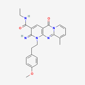 molecular formula C24H25N5O3 B11126031 N-ethyl-6-imino-7-[2-(4-methoxyphenyl)ethyl]-11-methyl-2-oxo-1,7,9-triazatricyclo[8.4.0.0^{3,8}]tetradeca-3(8),4,9,11,13-pentaene-5-carboxamide 