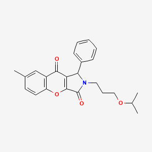 molecular formula C24H25NO4 B11126069 7-Methyl-1-phenyl-2-[3-(propan-2-yloxy)propyl]-1,2-dihydrochromeno[2,3-c]pyrrole-3,9-dione 