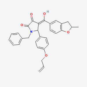 molecular formula C30H27NO5 B11126086 1-benzyl-3-hydroxy-4-[(2-methyl-2,3-dihydro-1-benzofuran-5-yl)carbonyl]-5-[4-(prop-2-en-1-yloxy)phenyl]-1,5-dihydro-2H-pyrrol-2-one 