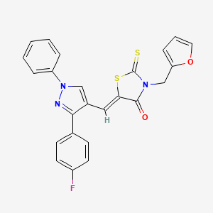 (5Z)-5-{[3-(4-fluorophenyl)-1-phenyl-1H-pyrazol-4-yl]methylidene}-3-(furan-2-ylmethyl)-2-thioxo-1,3-thiazolidin-4-one