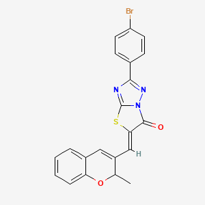 molecular formula C21H14BrN3O2S B11126091 (5Z)-2-(4-bromophenyl)-5-[(2-methyl-2H-chromen-3-yl)methylidene][1,3]thiazolo[3,2-b][1,2,4]triazol-6(5H)-one 