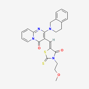 molecular formula C24H22N4O3S2 B11126115 2-(3,4-dihydroisoquinolin-2(1H)-yl)-3-{(Z)-[3-(2-methoxyethyl)-4-oxo-2-thioxo-1,3-thiazolidin-5-ylidene]methyl}-4H-pyrido[1,2-a]pyrimidin-4-one 