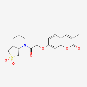 molecular formula C21H27NO6S B11126137 2-[(3,4-dimethyl-2-oxo-2H-chromen-7-yl)oxy]-N-(1,1-dioxidotetrahydrothiophen-3-yl)-N-(2-methylpropyl)acetamide 