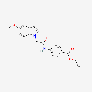 molecular formula C21H22N2O4 B11126140 propyl 4-{[(5-methoxy-1H-indol-1-yl)acetyl]amino}benzoate 