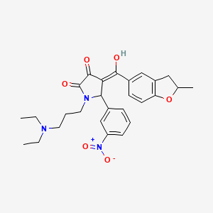 molecular formula C27H31N3O6 B11126228 1-[3-(diethylamino)propyl]-3-hydroxy-4-(2-methyl-2,3-dihydro-1-benzofuran-5-carbonyl)-5-(3-nitrophenyl)-2,5-dihydro-1H-pyrrol-2-one 