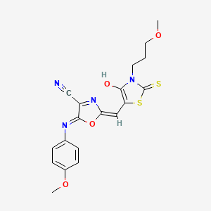 5-[(4-methoxyphenyl)amino]-2-{(E)-[3-(3-methoxypropyl)-4-oxo-2-thioxo-1,3-thiazolidin-5-ylidene]methyl}-1,3-oxazole-4-carbonitrile