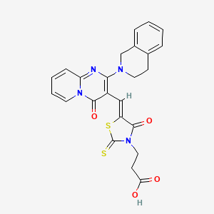 3-[(5Z)-5-{[2-(3,4-dihydroisoquinolin-2(1H)-yl)-4-oxo-4H-pyrido[1,2-a]pyrimidin-3-yl]methylidene}-4-oxo-2-thioxo-1,3-thiazolidin-3-yl]propanoic acid