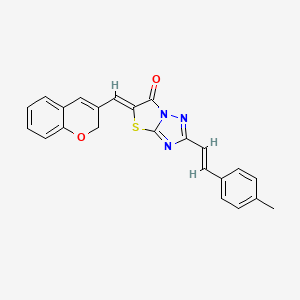 molecular formula C23H17N3O2S B11126239 (5Z)-5-(2H-chromen-3-ylmethylidene)-2-[(E)-2-(4-methylphenyl)ethenyl][1,3]thiazolo[3,2-b][1,2,4]triazol-6(5H)-one 