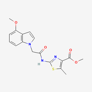 molecular formula C17H17N3O4S B11126265 methyl 2-{[(4-methoxy-1H-indol-1-yl)acetyl]amino}-5-methyl-1,3-thiazole-4-carboxylate 