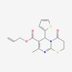 molecular formula C16H16N2O3S2 B11126272 prop-2-enyl 8-methyl-4-oxo-6-thiophen-2-yl-3,6-dihydro-2H-pyrimido[2,1-b][1,3]thiazine-7-carboxylate 