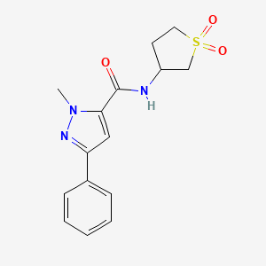 molecular formula C15H17N3O3S B11126273 N-(1,1-dioxidotetrahydrothiophen-3-yl)-1-methyl-3-phenyl-1H-pyrazole-5-carboxamide 