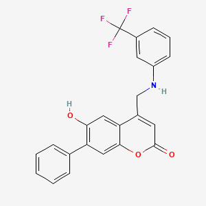 6-hydroxy-7-phenyl-4-{[3-(trifluoromethyl)anilino]methyl}-2H-chromen-2-one