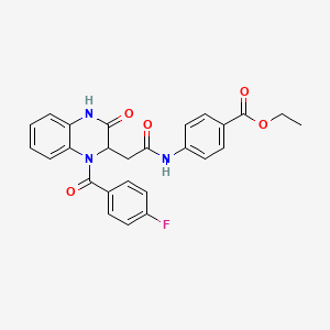 molecular formula C26H22FN3O5 B11126296 Ethyl 4-[({1-[(4-fluorophenyl)carbonyl]-3-oxo-1,2,3,4-tetrahydroquinoxalin-2-yl}acetyl)amino]benzoate 