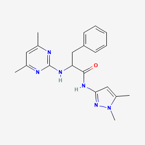 molecular formula C20H24N6O B11126312 N-(1,5-dimethyl-1H-pyrazol-3-yl)-Nalpha-(4,6-dimethylpyrimidin-2-yl)phenylalaninamide 