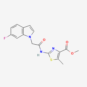 molecular formula C16H14FN3O3S B11126315 methyl 2-{[(6-fluoro-1H-indol-1-yl)acetyl]amino}-5-methyl-1,3-thiazole-4-carboxylate 