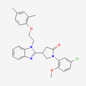 molecular formula C28H28ClN3O3 B11126316 1-(5-chloro-2-methoxyphenyl)-4-{1-[2-(2,4-dimethylphenoxy)ethyl]-1H-benzimidazol-2-yl}pyrrolidin-2-one 