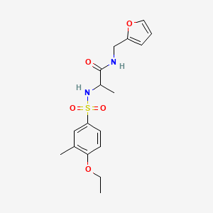 molecular formula C17H22N2O5S B11126317 N~2~-[(4-ethoxy-3-methylphenyl)sulfonyl]-N-(furan-2-ylmethyl)alaninamide 