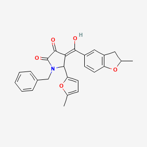 molecular formula C26H23NO5 B11126323 1-benzyl-3-hydroxy-4-[(2-methyl-2,3-dihydro-1-benzofuran-5-yl)carbonyl]-5-(5-methylfuran-2-yl)-1,5-dihydro-2H-pyrrol-2-one 