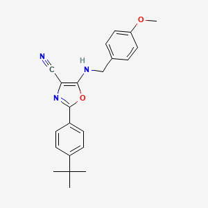 molecular formula C22H23N3O2 B11126327 2-(4-Tert-butylphenyl)-5-[(4-methoxybenzyl)amino]-1,3-oxazole-4-carbonitrile 